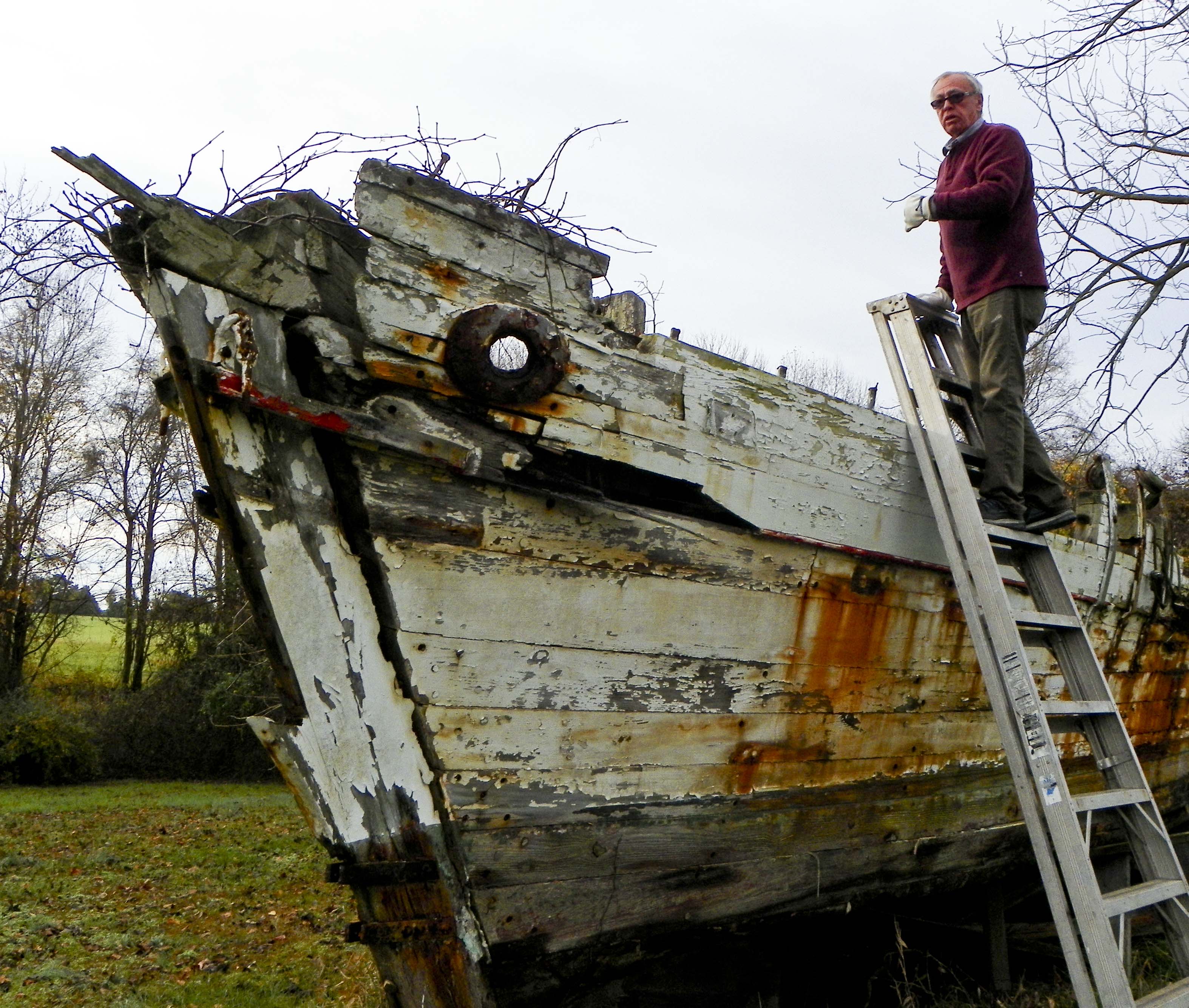 Capt. Stoney Whitelock is in the process of dismantling skipjack Mamie A. Mister