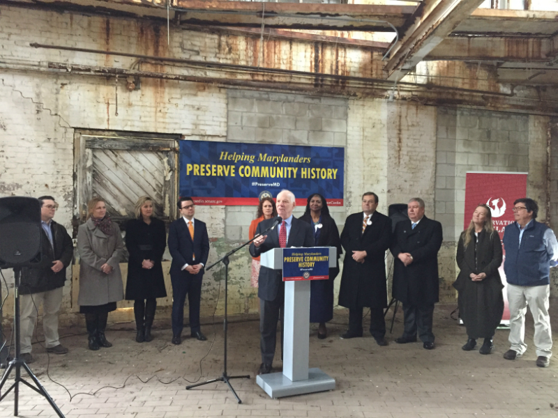 Sen. Cardin at the Phillips Packing Plant historic tax credit project, 2017.