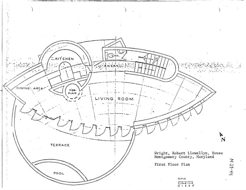Unique plan of the Llewellyn House, Bethesda. Image from Maryland Historical Trust.