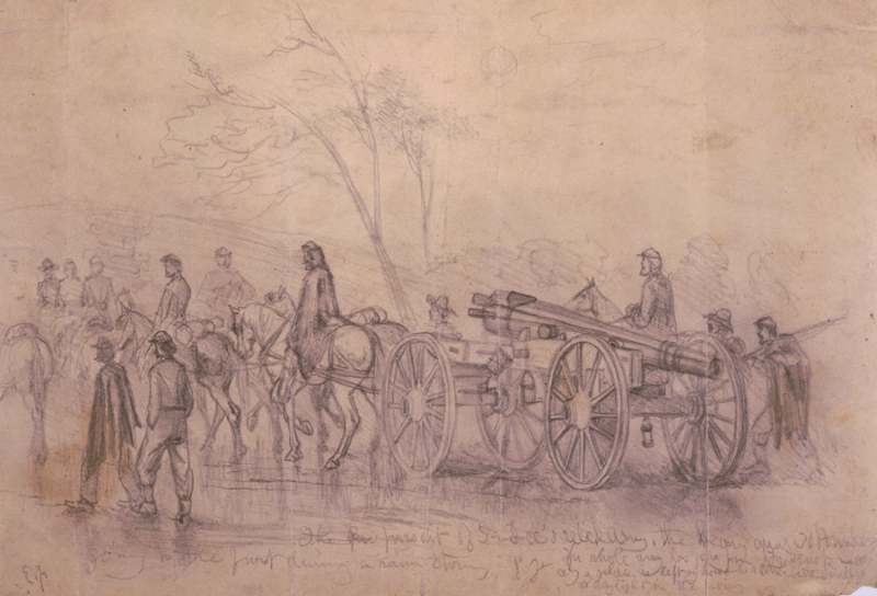 The pursuit of Gen. Lee's rebel army after Gettysburg by Edwin Forbes. Library of Congress.