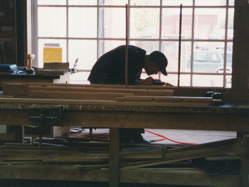 View of a preservation worker inside the National Park Service's Historic Preservation Training Center.