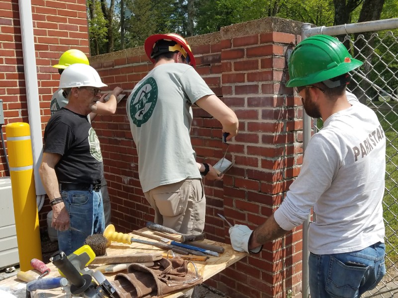 Traditional Trades Apprenticeship Students Learning Masonry. Image from the National Preservation Training Center