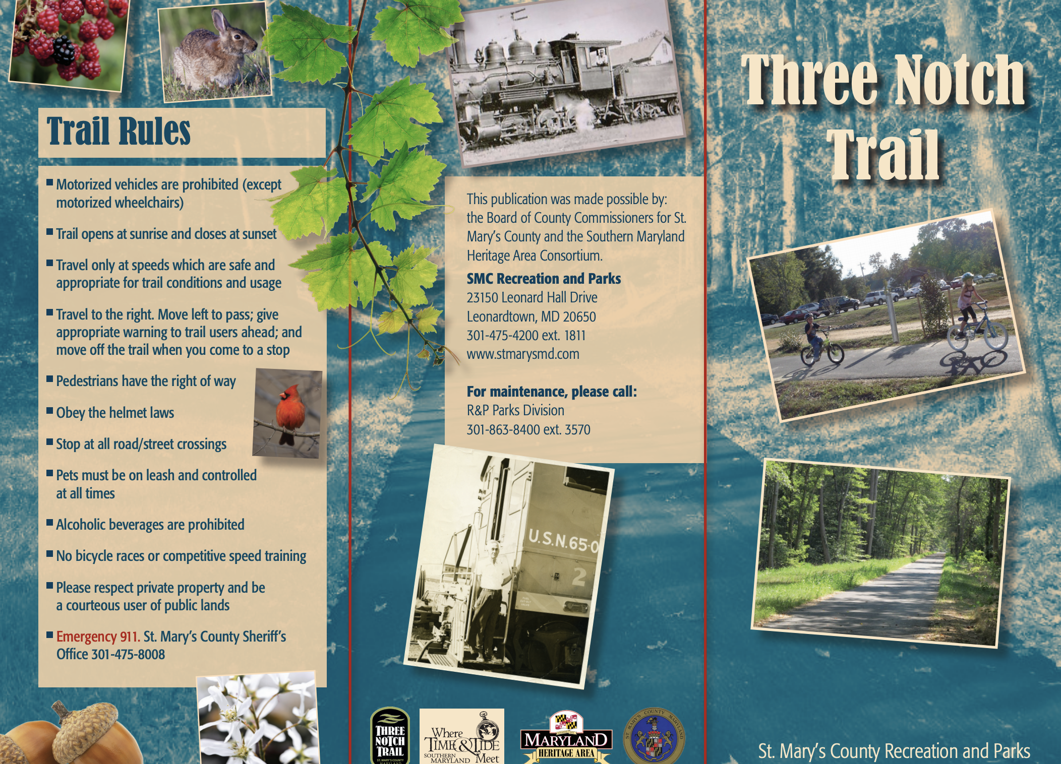Three Notch Trail Guide from St. Mary's County Recreation and Parks